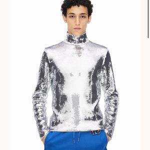 H&M Paco rabanne collab silver sequin shirt